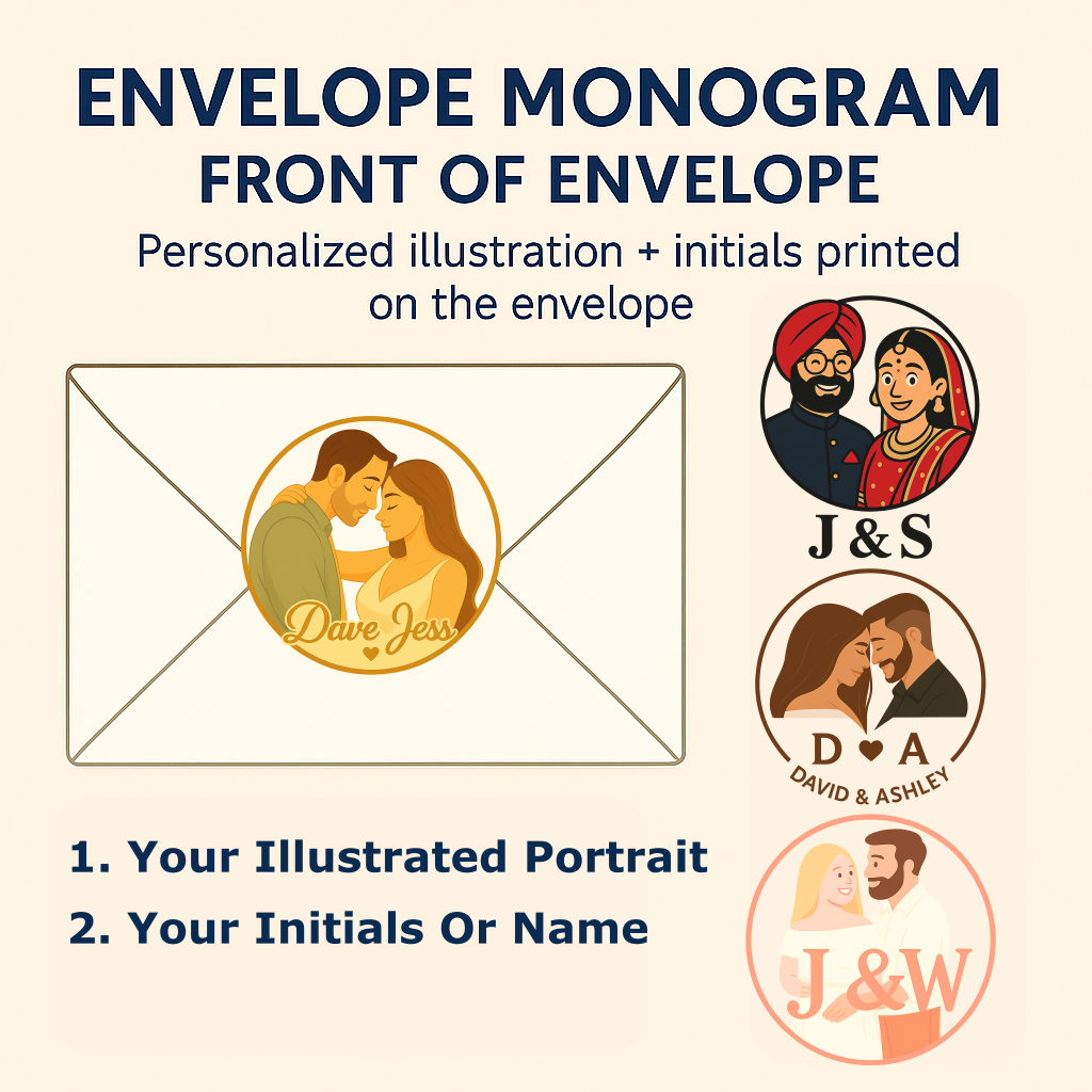 Custom Anniversary Card with Photo Illustration - Personalized 5x7 Couple Portrait | Handmade in Canada