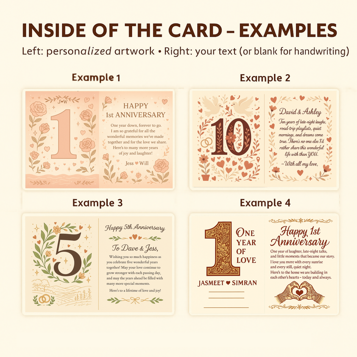 Custom Anniversary Card with Photo Illustration - Personalized 5x7 Couple Portrait | Handmade in Canada